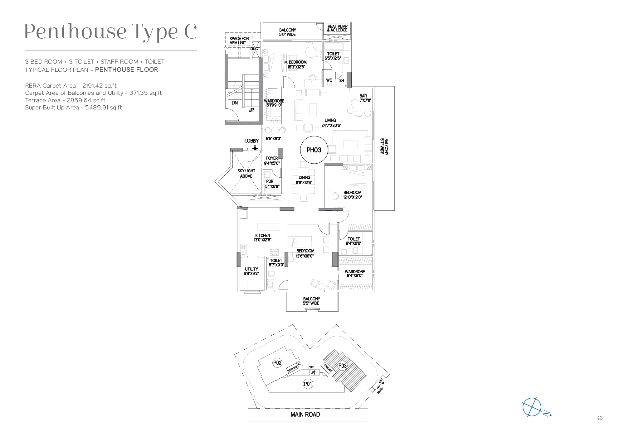 Penthouse Type C (Floor + Terrace Plan)